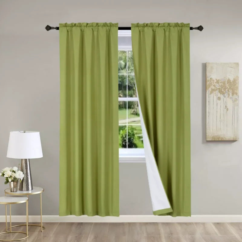 2-Piece Linen Window Curtains with Rod Pocket - Multiple Colors, 37x95 Inches