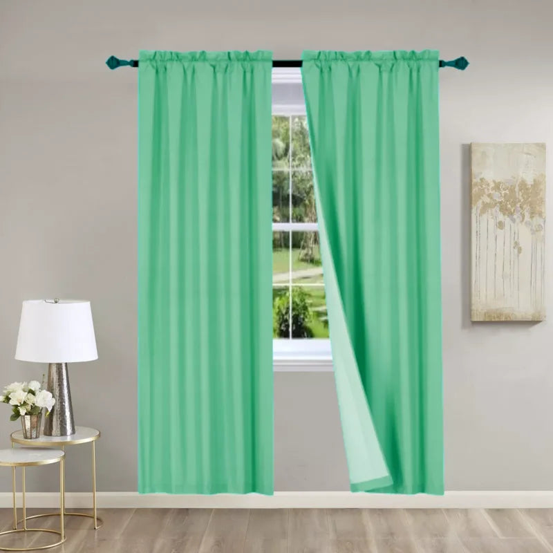 2-Piece Window Curtain Panel Set - Matte Solid Color Linen Look 37x95 Inches