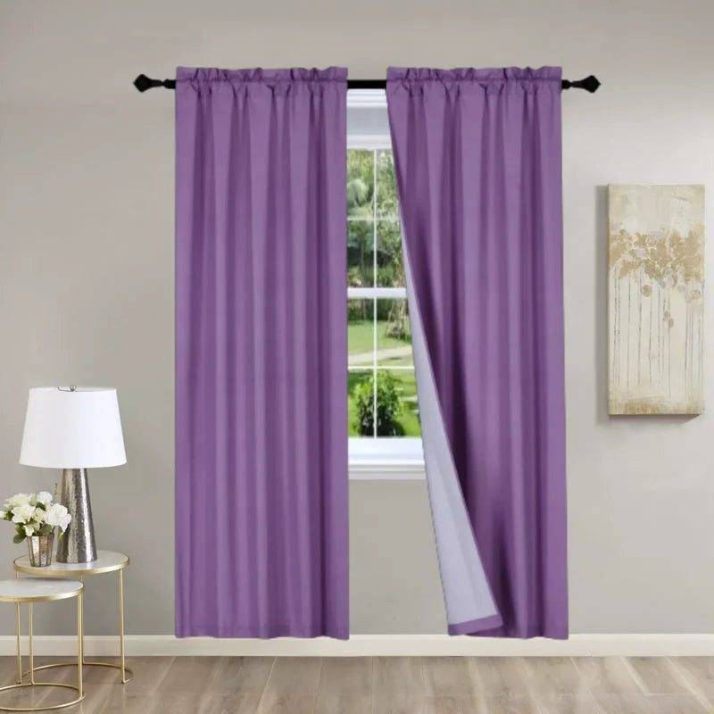 2-Piece Window Curtain Panels - Matte Solid Color Linen Look 37x95 Inches