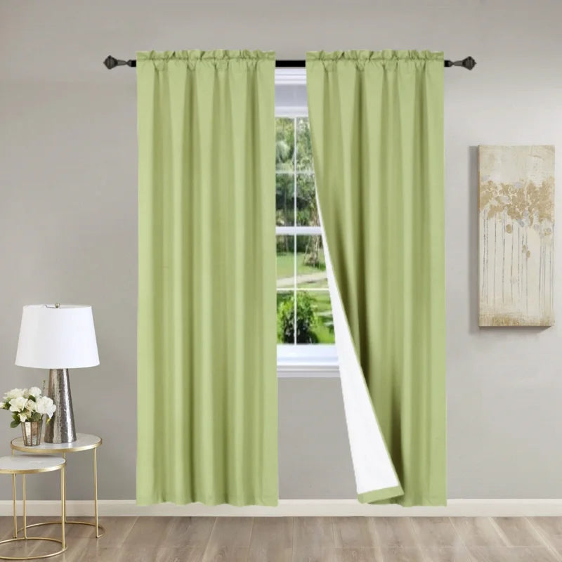 2-Piece Linen Window Curtain Panels - Matte Solid Colors, Light Blocking