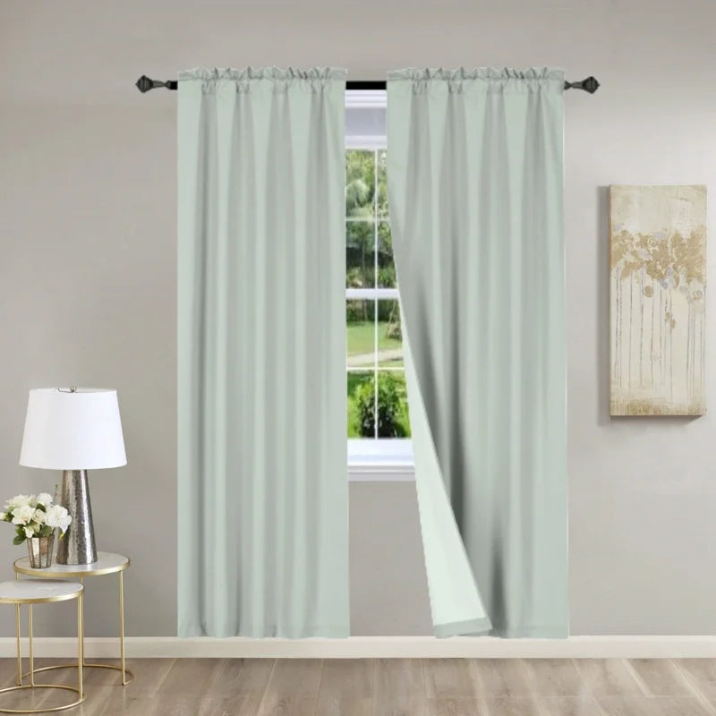 2-Piece Linen Window Panel Curtains with Rod Pocket, Block 65% Sunlight — Multiple Colors