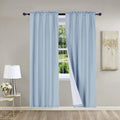 2-Pack Slate Blue Window Curtain Panels - Matte Solid Room Darkening 37x95 Inches