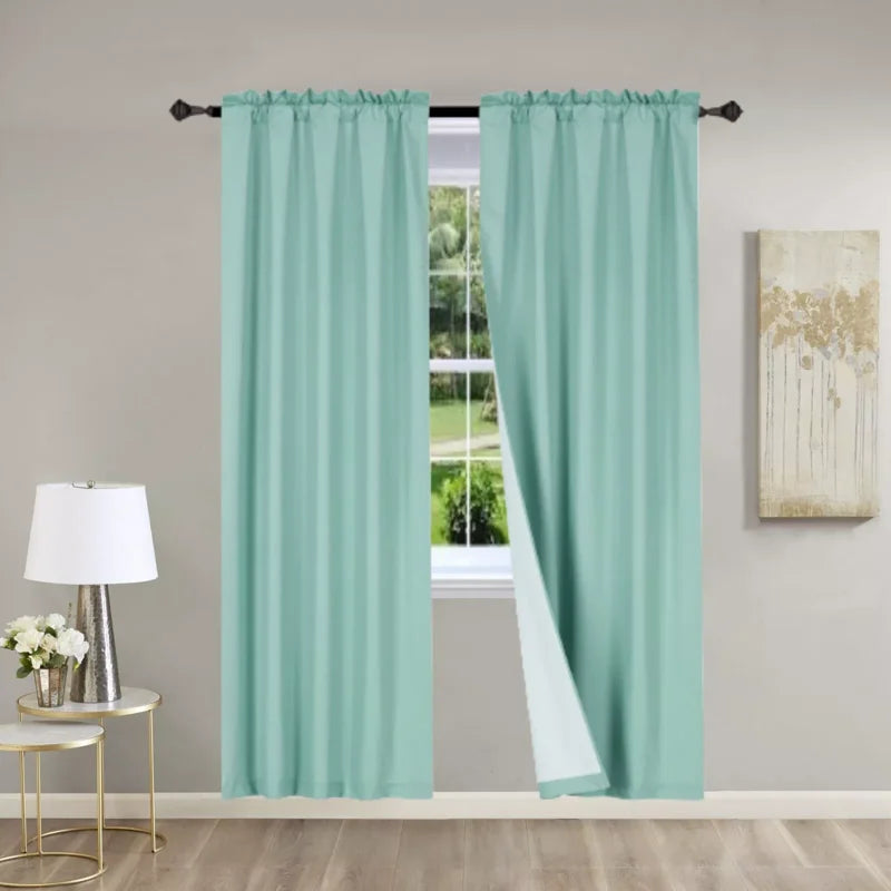 2-Piece Linen Window Curtains - Solid Matte Color Room Darkening Panel Sets