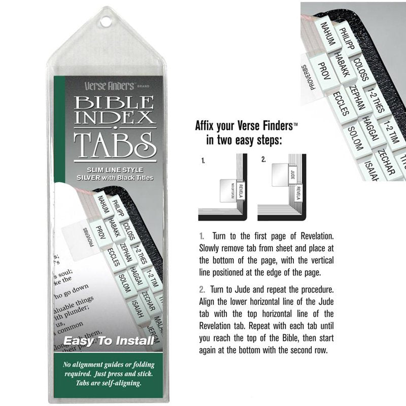 Bible Tabs Slim Line Silver Sticker Set - Thin Pack for Book Labeling