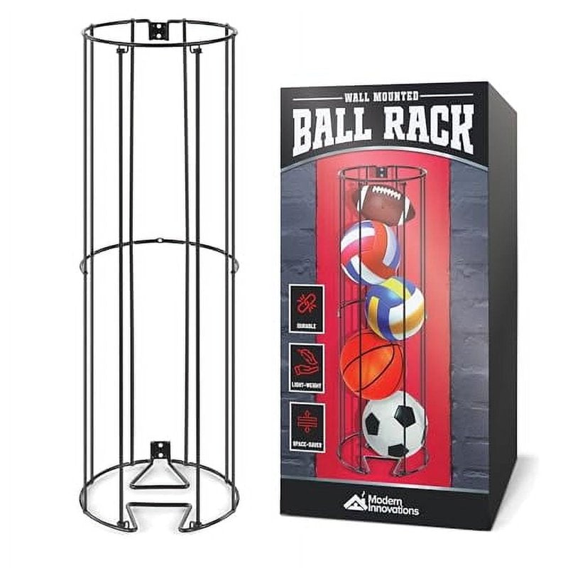 Wall-Mounted Ball Storage Rack for Garage Sports Equipment Organizer