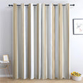 Blackout Vertical Striped Curtains for Bedroom & Living Room - Grommet Drapes Pack of 2