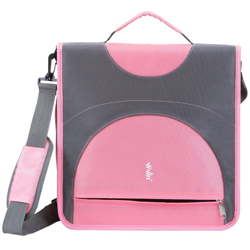 2-Inch Zipper Binder with O-Ring Mechanism and Multiple Pockets in Pink