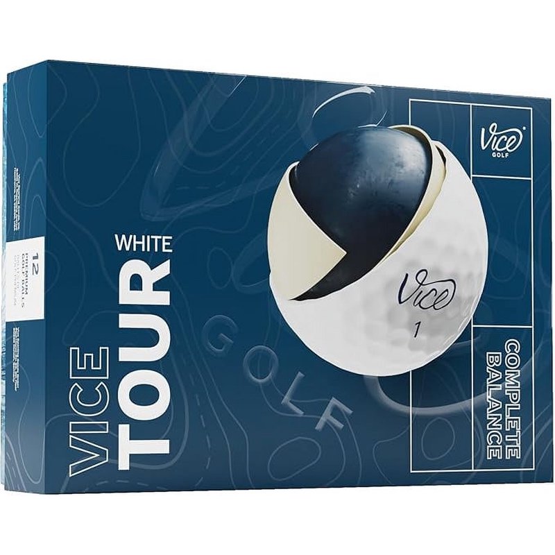 Vice Tour Golf Balls 12 Pack - White, Distance & Control for All Swings