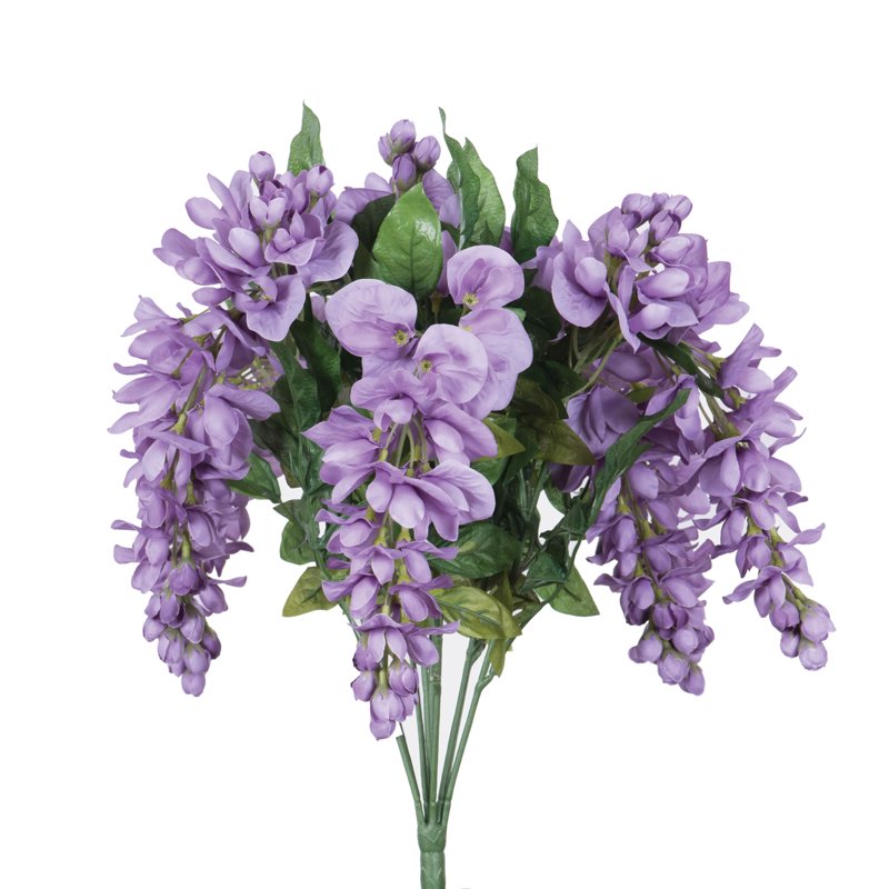 Artificial Lavender Wisteria Bush - 19-inch Faux Floral for Home & Garden Decor