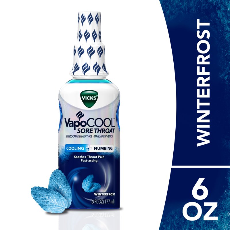 Vicks VapoCOOL Sore Throat Spray with Benzocaine & Menthol - Winterfrost Flavor