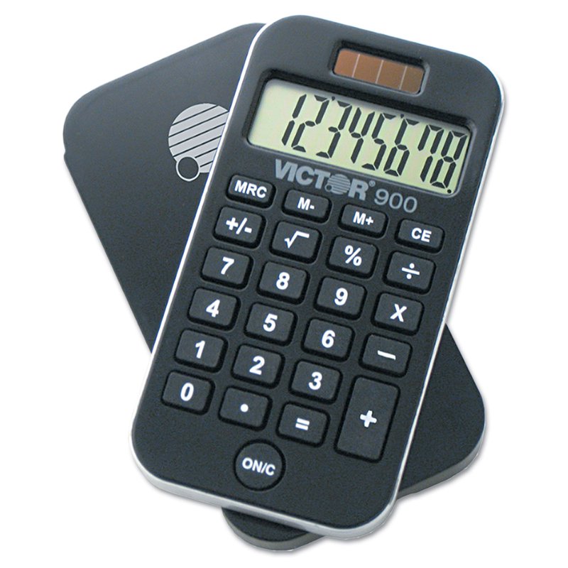 8-Digit Pocket Calculator with Recycled Plastic Case - Dual Power, Large LCD