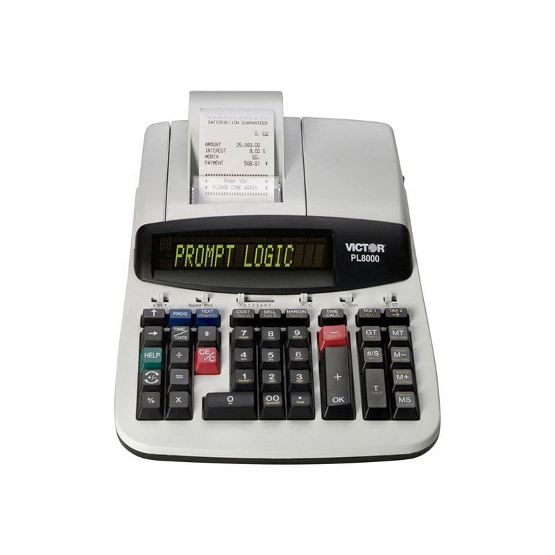 Prompt Logic Printing Calculator with Tax & Loan Functions - 8 Lines/Sec