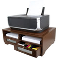 Wooden Printer Stand with Storage Shelves and Drawers - Brown