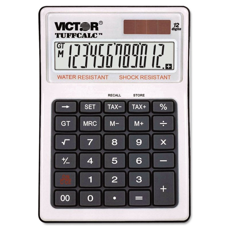 Victor Tuffcalc 12-Digit Water-Resistant Desktop Calculator with Large LCD