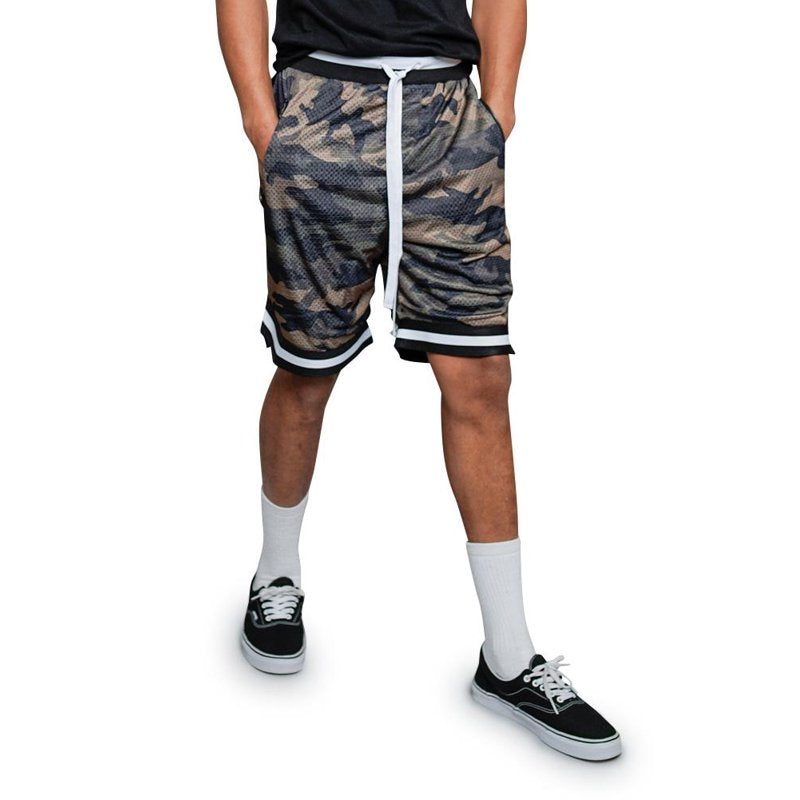 Men's Double Layer Mesh Basketball Shorts with Zippered Pockets - Breathable Athletic Wear