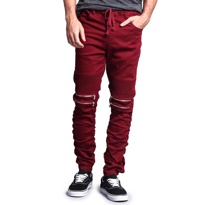 Men's Biker Twill Jogger Pants with Stretch and Multiple Pockets