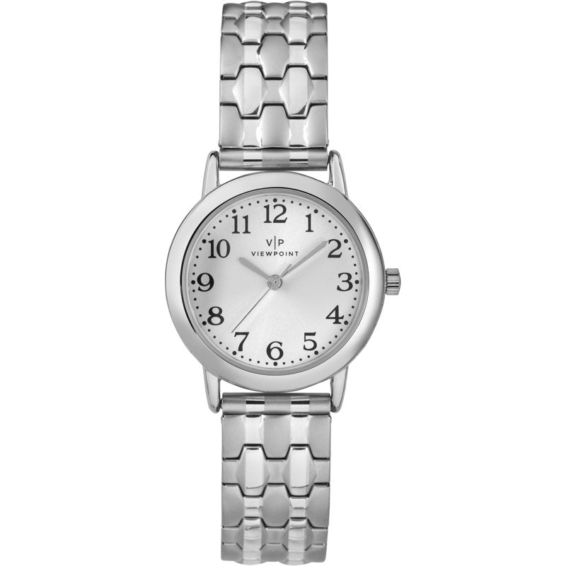 Women's 28mm Silver-Tone Dial Watch with Expansion Band - Water Resistant
