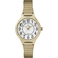 Women's 30mm White Dial Watch with Gold-Tone Expansion Band - Timex