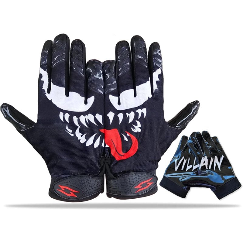Football Receiver Gloves Tacky Grip Stealth Villain All Weather Youth & Adult