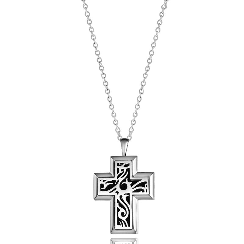 Vintage Cross Aromatherapy Oil Necklace Diffuser Jewelry Gift Set