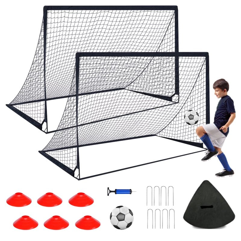 Vipuse 2 Pack Soccer Goals & Ball Set - 4x3 ft Portable Pop Up Soccer Training Kit (Black)