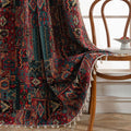 Boho Geometric Pattern Semi-Sheer Window Curtain Panel with Tassels – Multiple Sizes