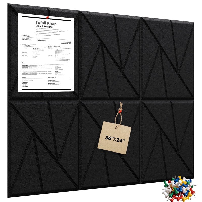 Large Felt Pin Board Tiles Set - 36x24 Inches, Eco-Friendly Wall Organizer