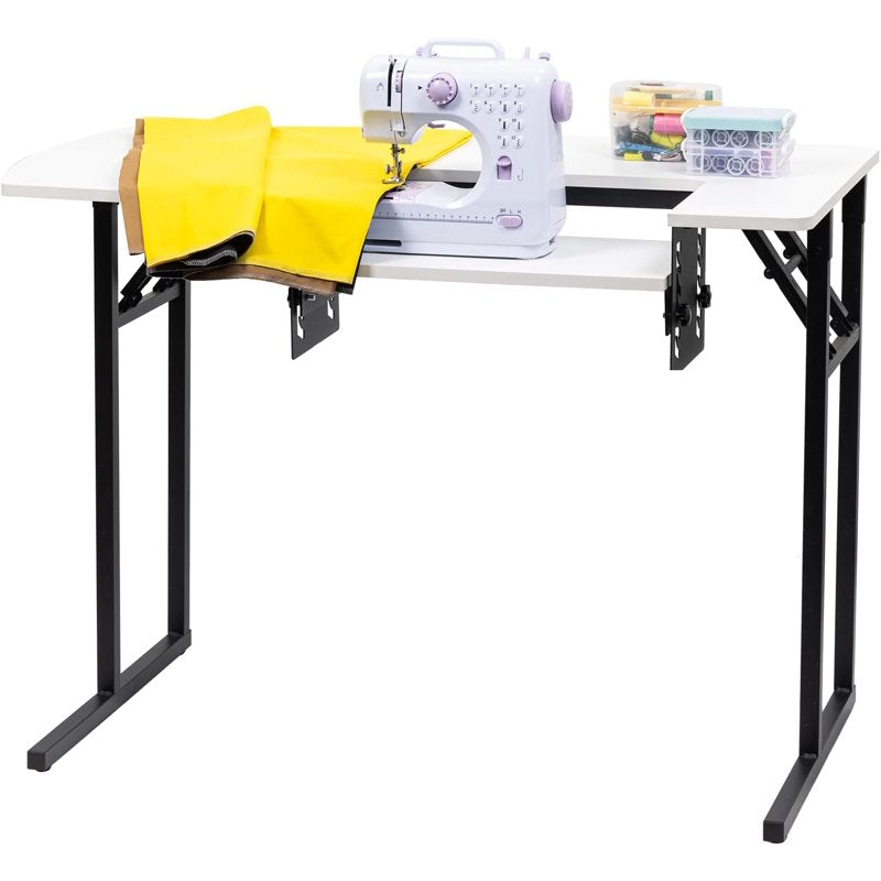 Portable Folding Sewing Table with Adjustable Shelf - Multipurpose Craft & Sewing Machine Workstation