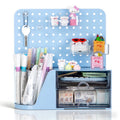 Multi-Color Desk Organizer with 2 Drawers & Pegboard for Office Home