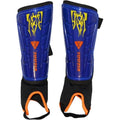 Vizari Blaze Shin Guards for Kids (S) Blue/Orange Flame Design with Ankle Protection