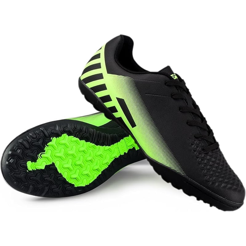 Vizari Santos JR Turf Soccer Shoes for Kids, 2Y Black/Green - Indoor & Outdoor Turf Cleats