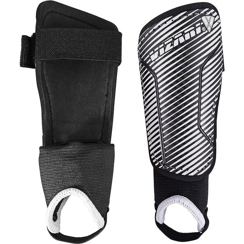 Vizari Matera Soccer Shin Guards with Ankle Protection - Kids to Adults, M, Black/White