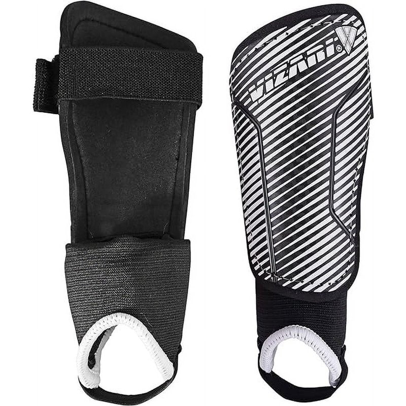 Vizari Matera Kids, Youth & Adults Shin Guards with Ankle Protection - XS Black/White