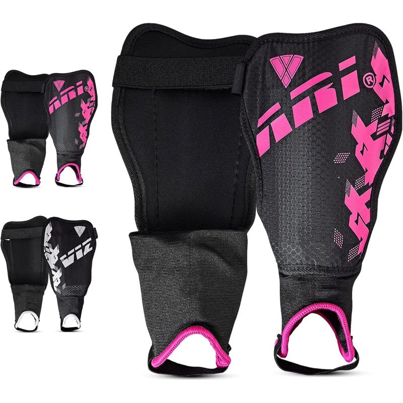 Vizari Napoli Youth Soccer Shin Guards for Boys and Girls, Pink/Silver, Size M