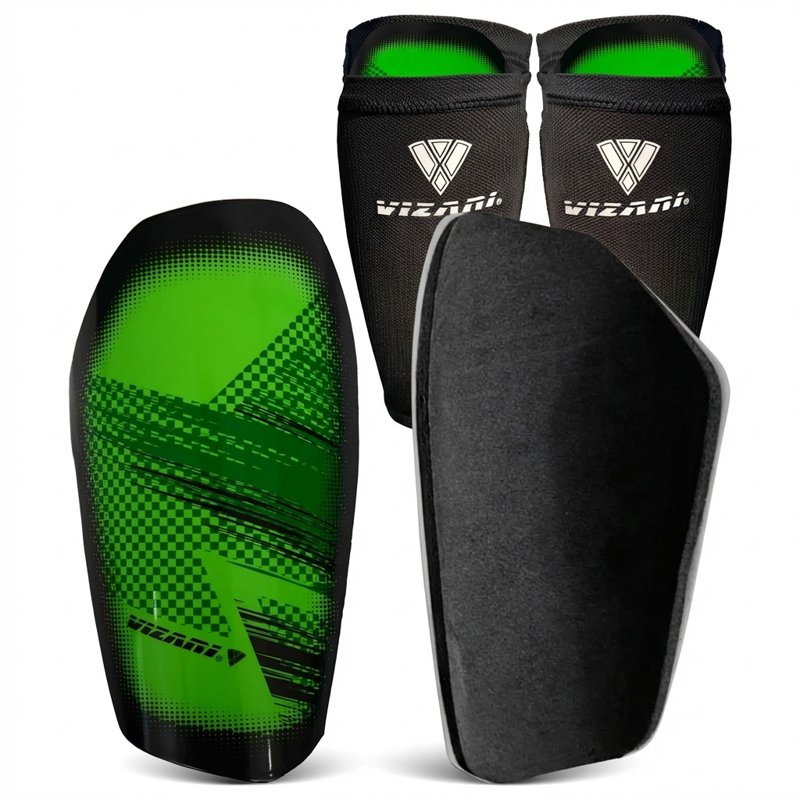 Vizari Slip-In Soccer Shin Guards for Adults and Youth - Lightweight Protective Shin Pads (S, Green/Black)