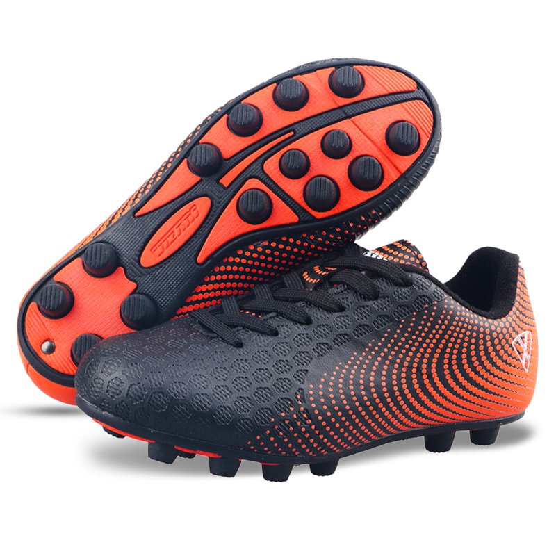 Vizari Stealth Firm Ground Kids Soccer Cleats - Black/Orange, 9