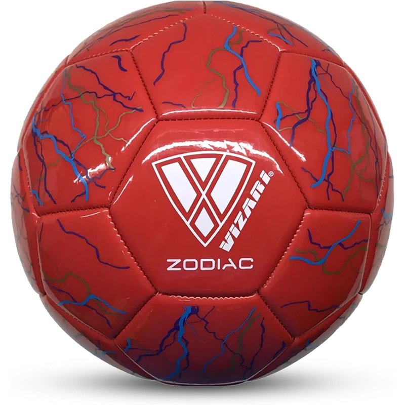 Vizari Zodiac Soccer Ball - Sizes 3, 4, 5, Red | Waterproof Synthetic Leather