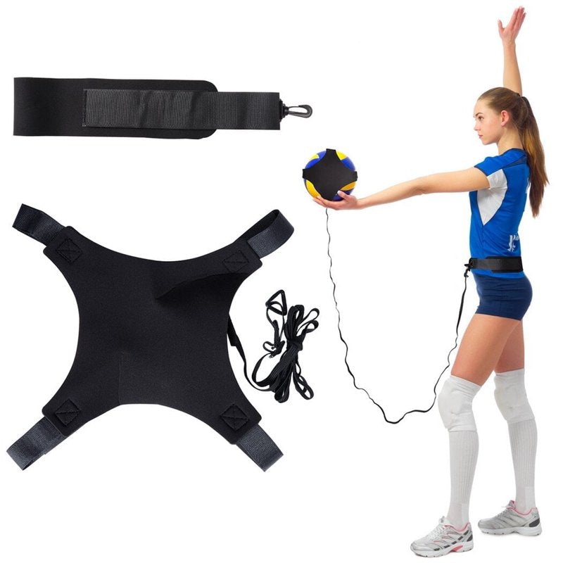 Solo Volleyball Spike Trainer with Adjustable Elastic Cord & Ball Pouch
