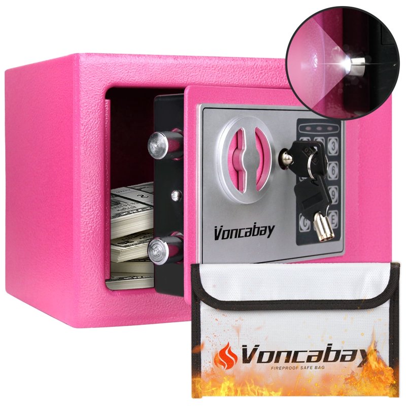 Small Fireproof & Waterproof Money Safe Box with Sensor Light and Digital Keypad