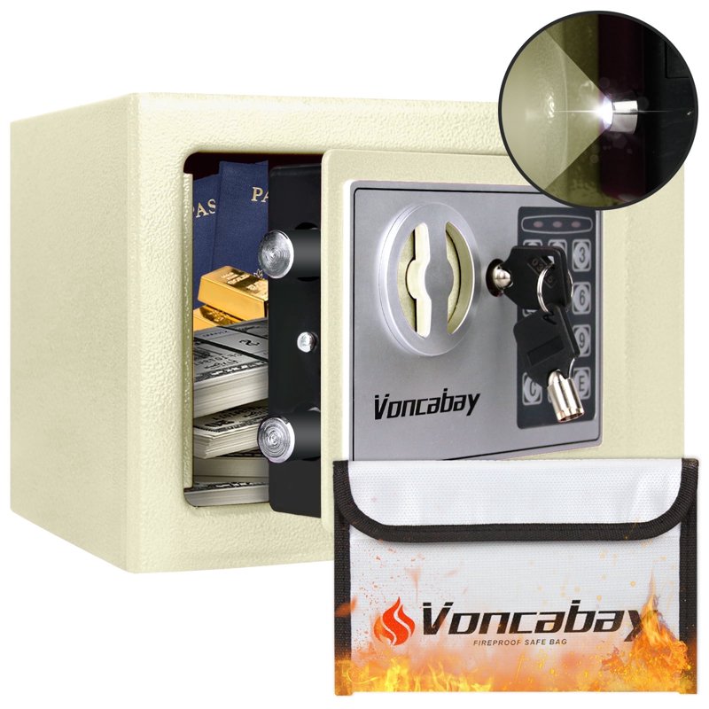 Fireproof Security Safe Box with Digital Keypad & Sensor Light for Home