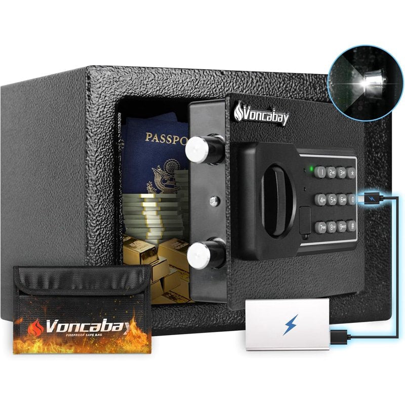 Fireproof Money Safe Box with Digital Keypad and Emergency Power