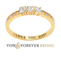 Personalized 14K Gold Over Sterling Silver Wedding Ring with White Topaz – Custom Engraved, One Size