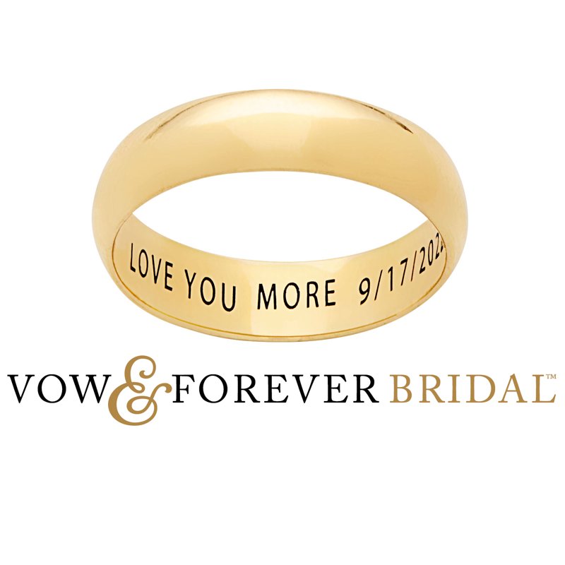 Personalized Bridal Wedding Band - 14K Gold Over Sterling Silver, Engraved, 5mm