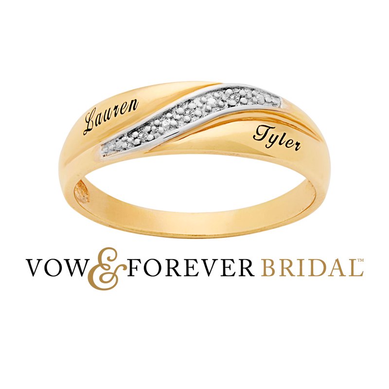 Men's Diamond Accent Wedding Band - Personalized 14K Gold Over Silver