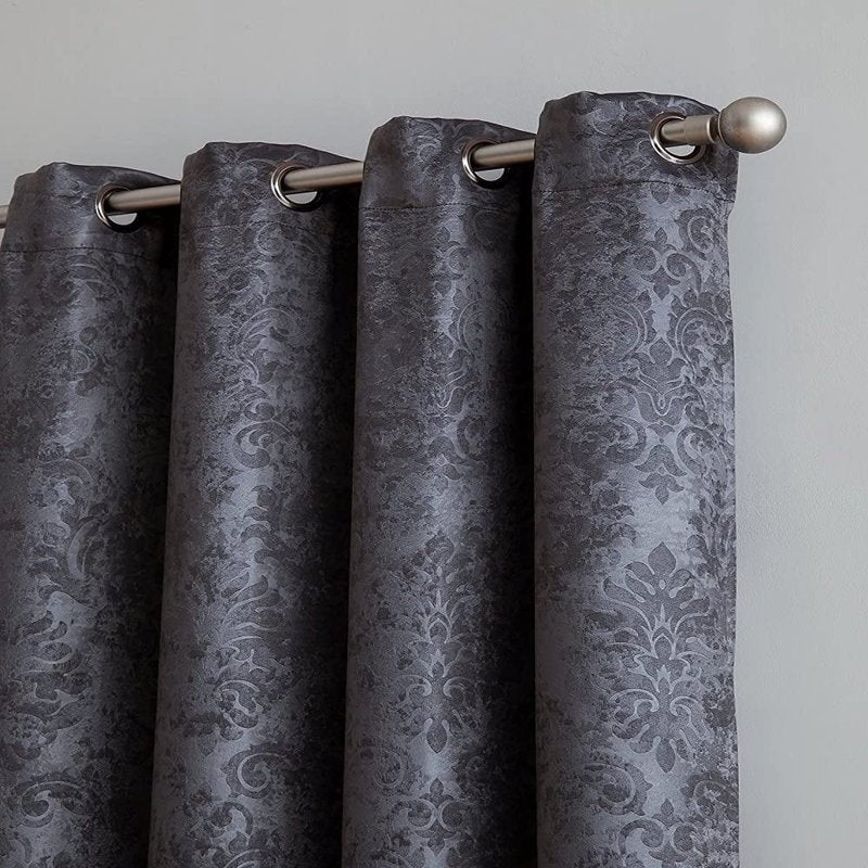 Blackout Curtains with Embossed Damask Pattern - Thermal Room Darkening Drapes for Home