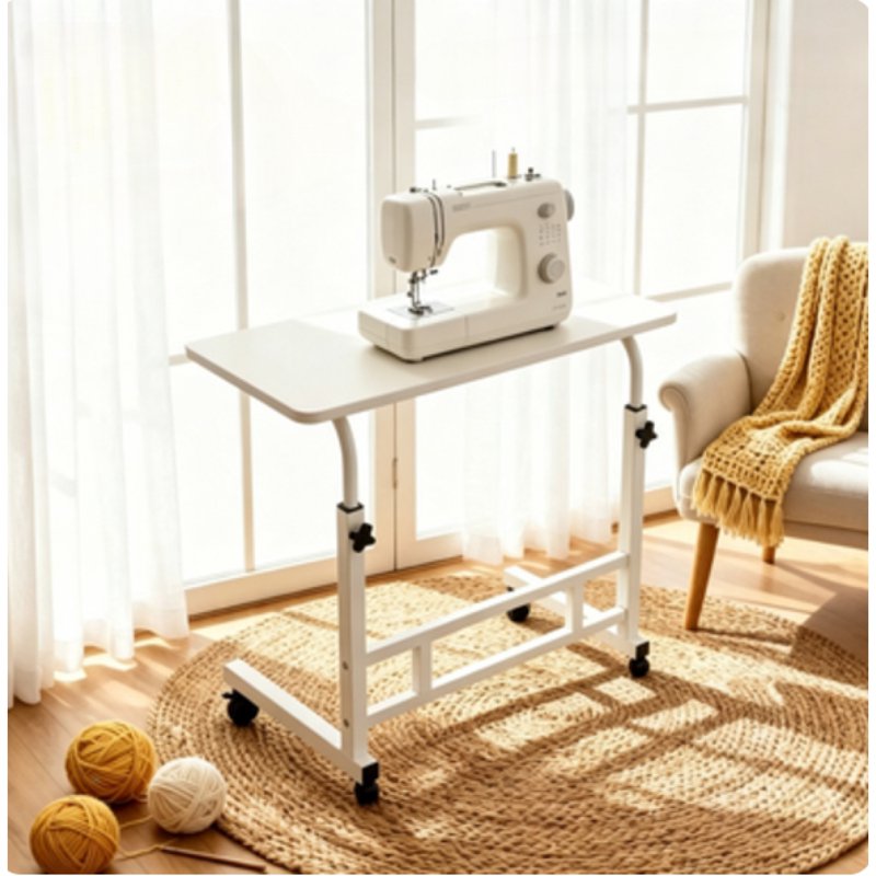 Adjustable Height Movable Folding Table for Sewing and Crafts