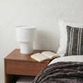 13-Inch White Linen Fabric Table Lamp with Inline Switch