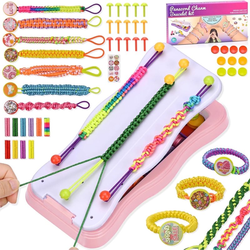 Friendship Bracelet Making Kit for Girls Ages 8-12 Pink Craft Set