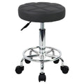 Adjustable Backless Swivel Drafting Chair with Faux Leather Seat and Metal Base