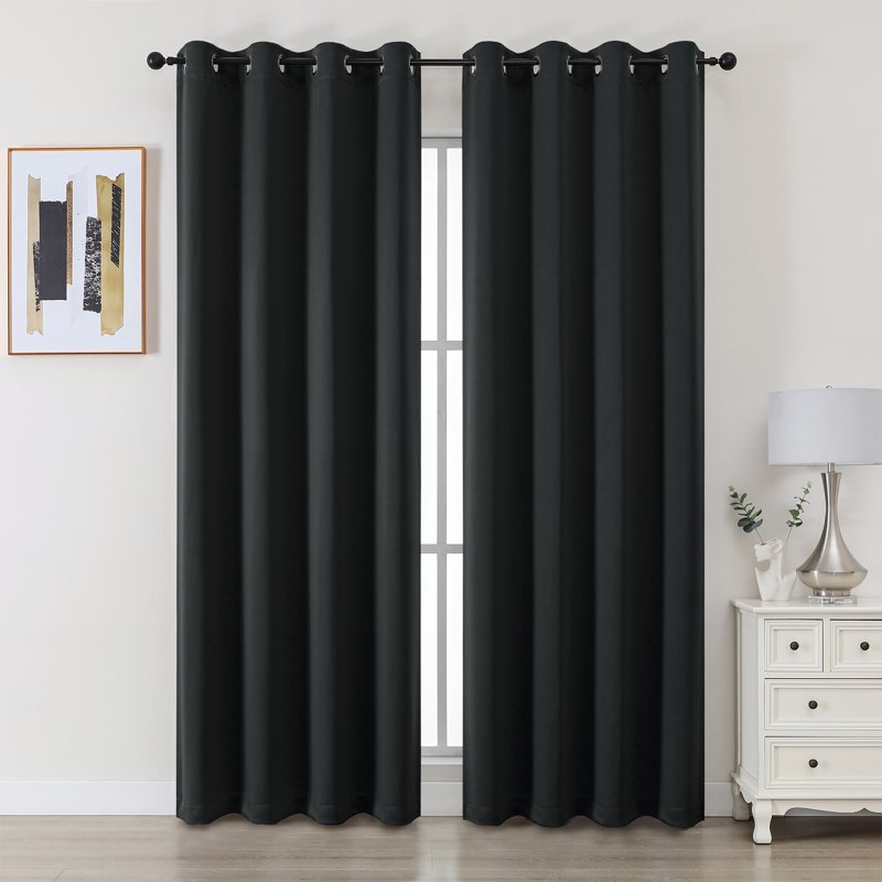 Blackout Curtains 90 Inch Long Grommet Window Drapes for Living Room & Bedroom